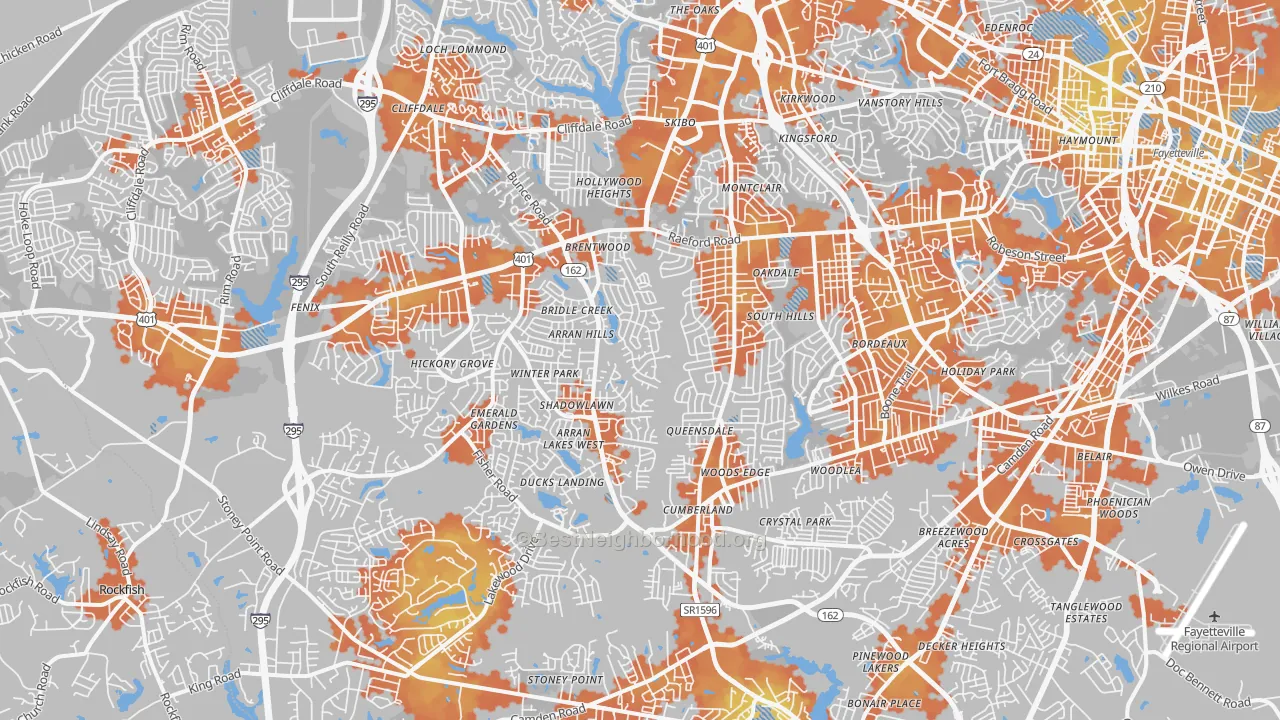 Bike Grade map of 28304, NC