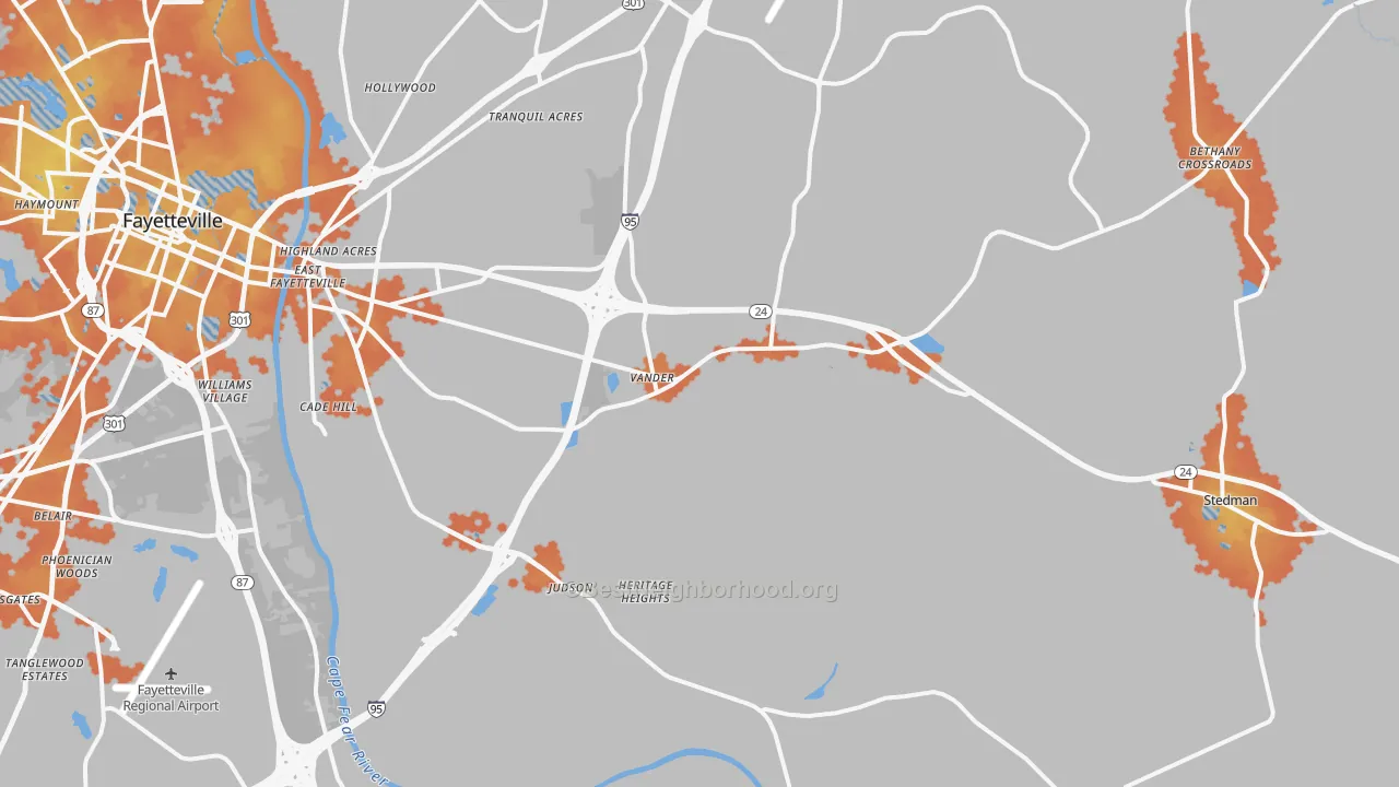 Bike Grade map of 28312, NC