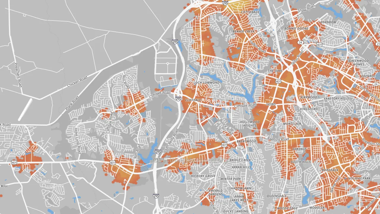 Bike Grade map of 28314, NC