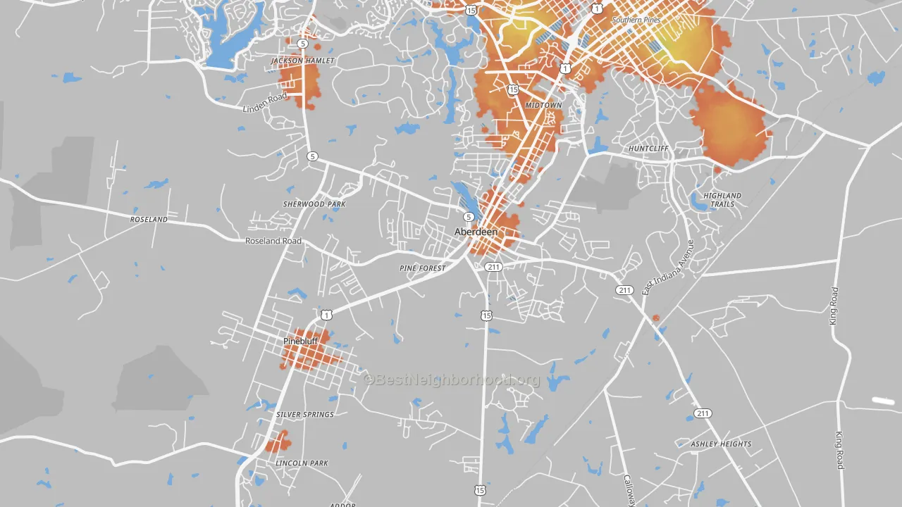 Bike Grade map of 28315, NC