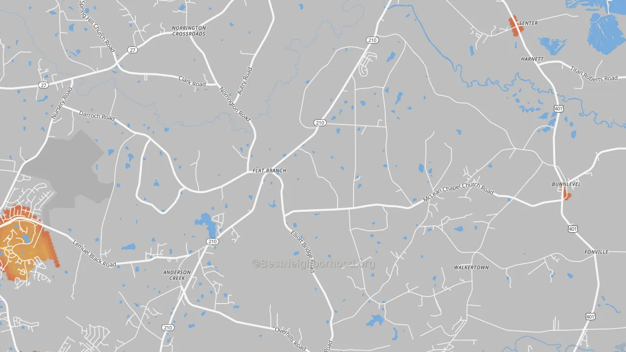 Bike Grade map of 28323, NC