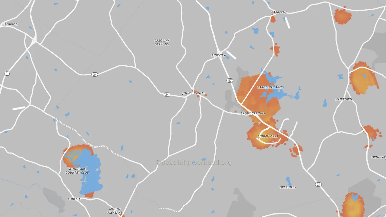 Bike Grade map of 28326, NC