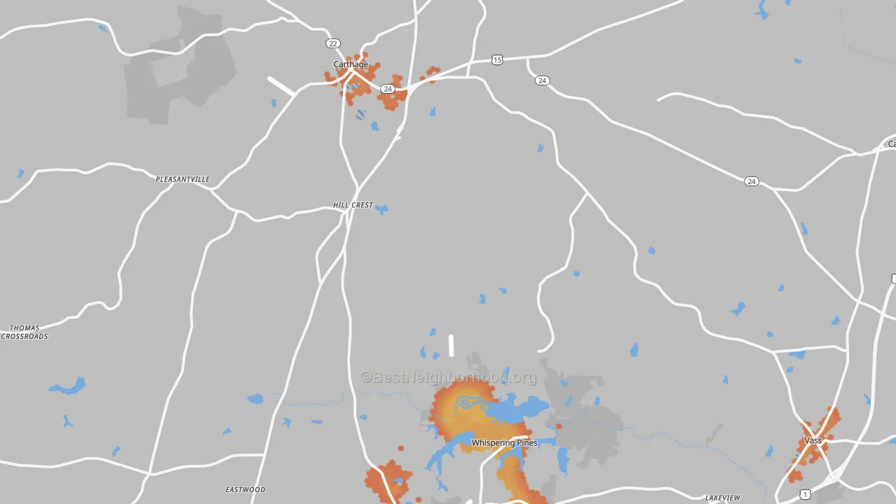 Bike Grade map of 28327, NC