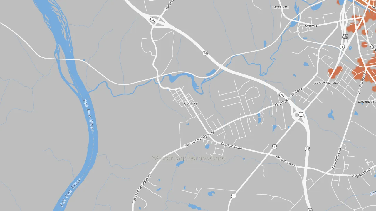 Bike Grade map of 28330, NC