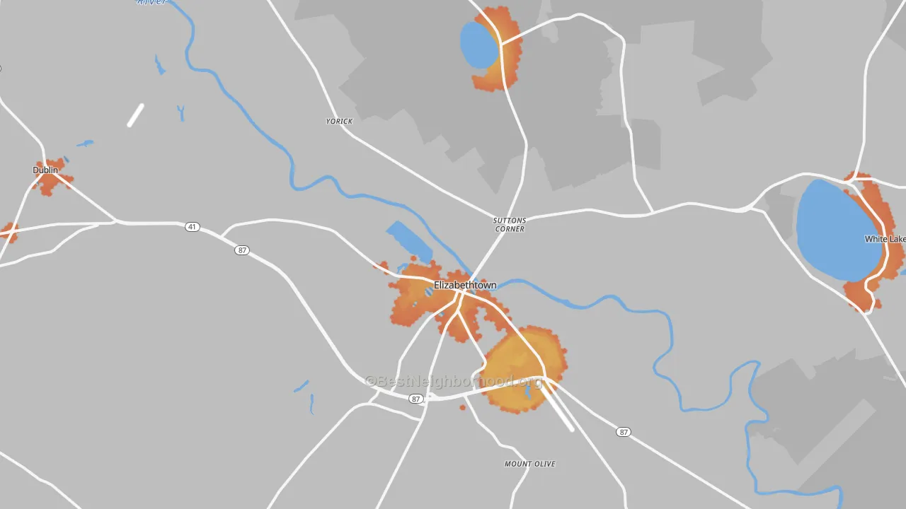 Bike Grade map of 28337, NC