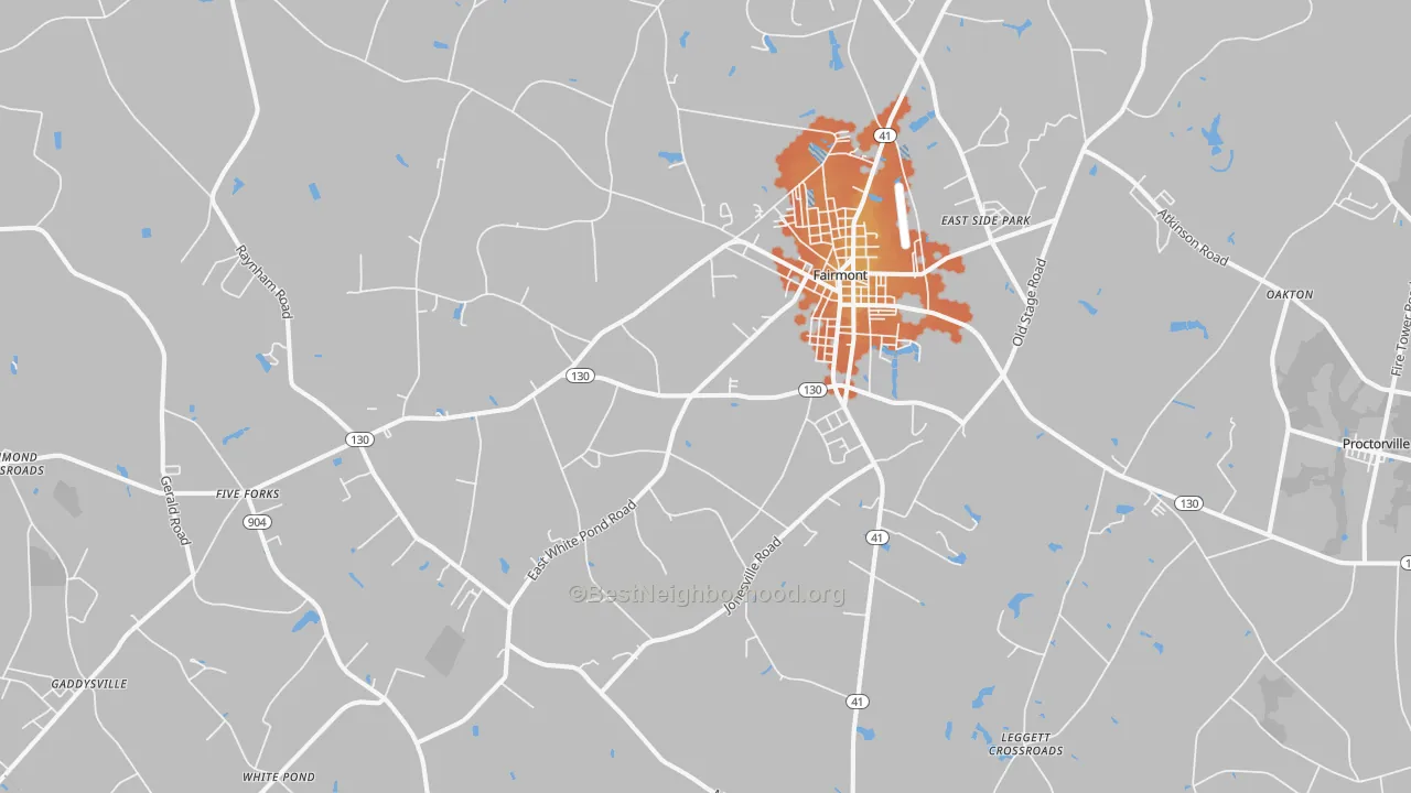 Bike Grade map of 28340, NC
