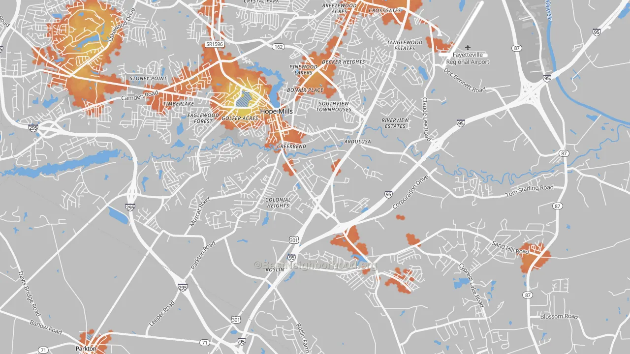 Bike Grade map of 28348, NC