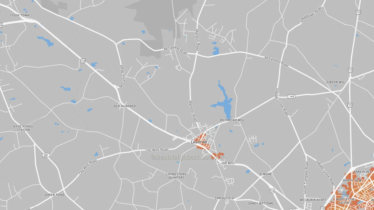 Bike Grade map of 28351, NC