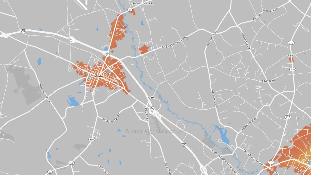 Bike Grade map of 28364, NC