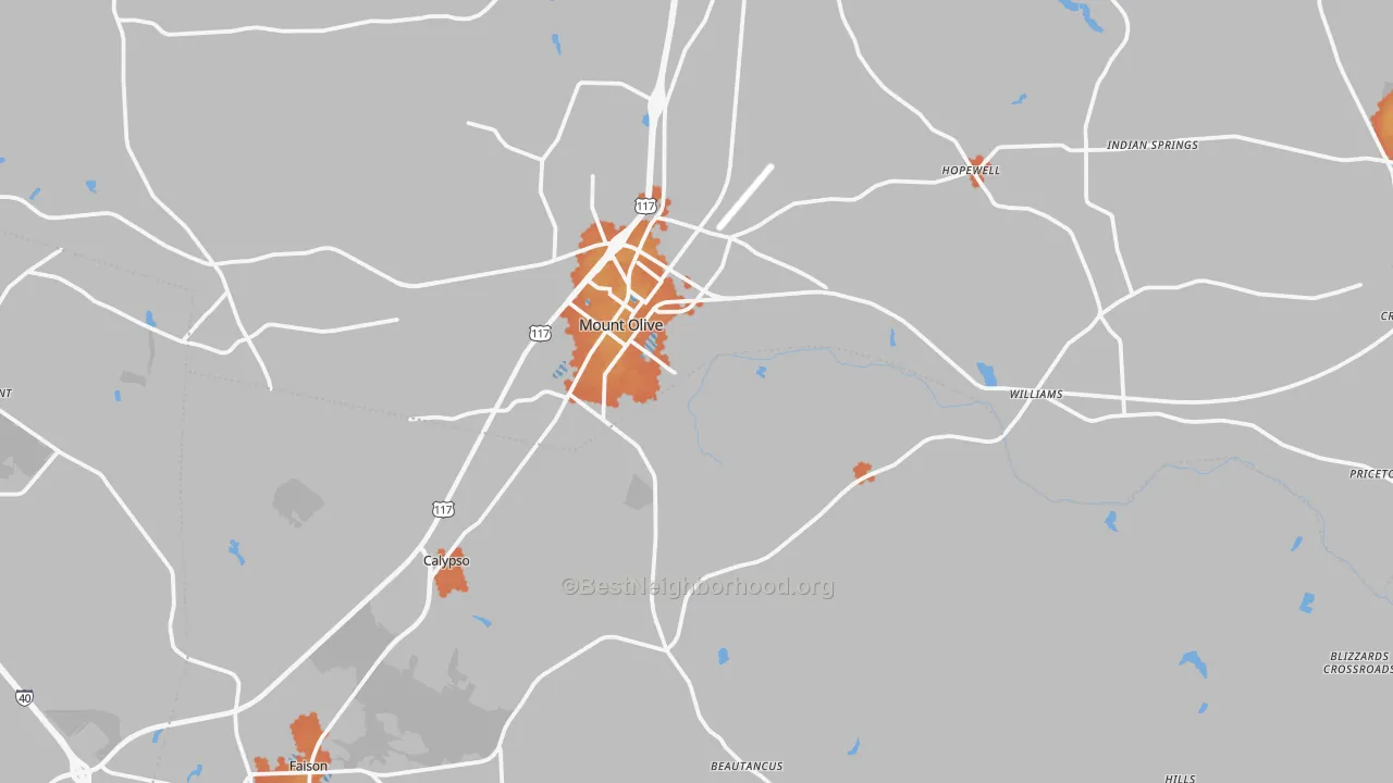 Bike Grade map of 28365, NC