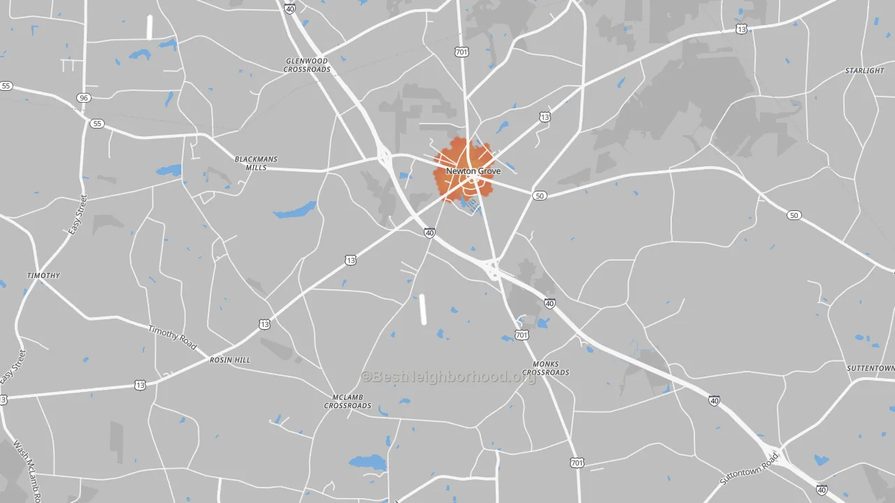 Bike Grade map of 28366, NC