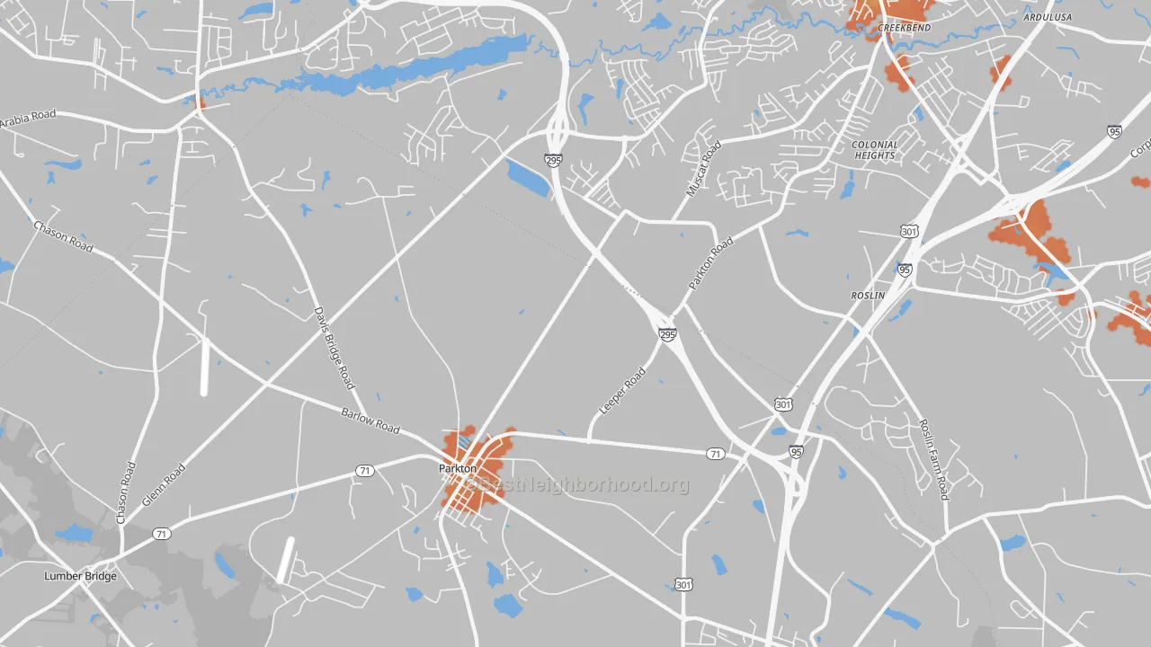 Bike Grade map of 28371, NC