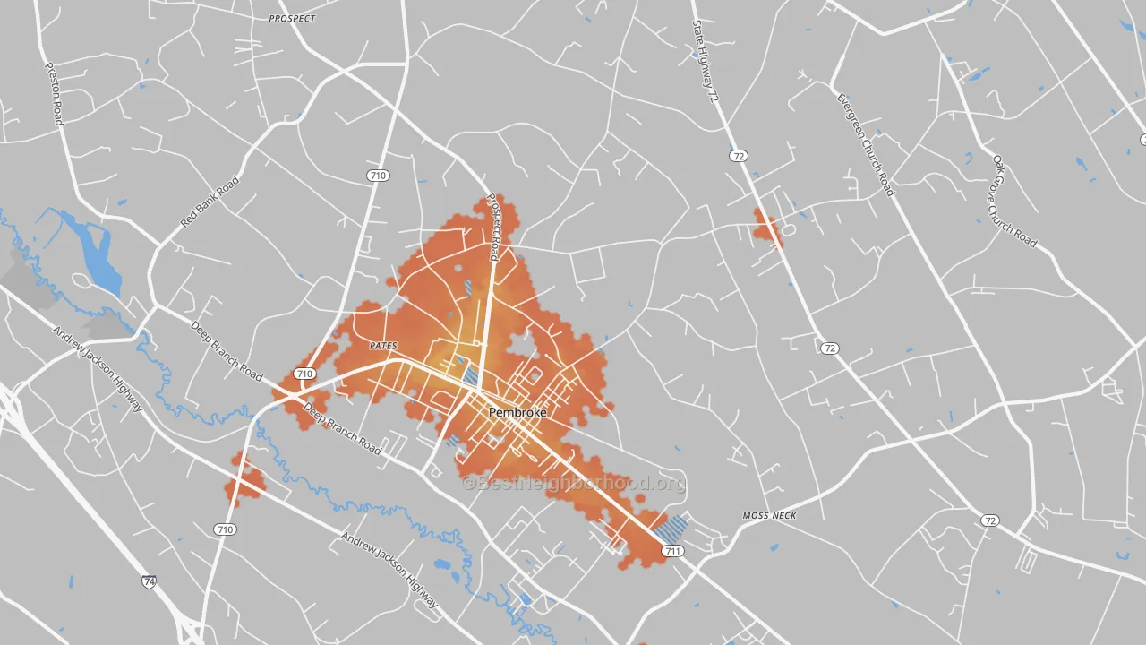 Bike Grade map of 28372, NC