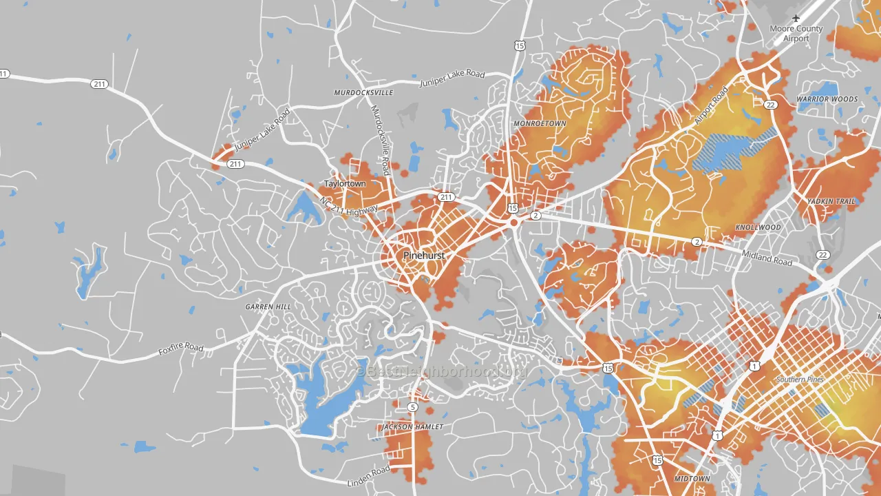 Bike Grade map of 28374, NC