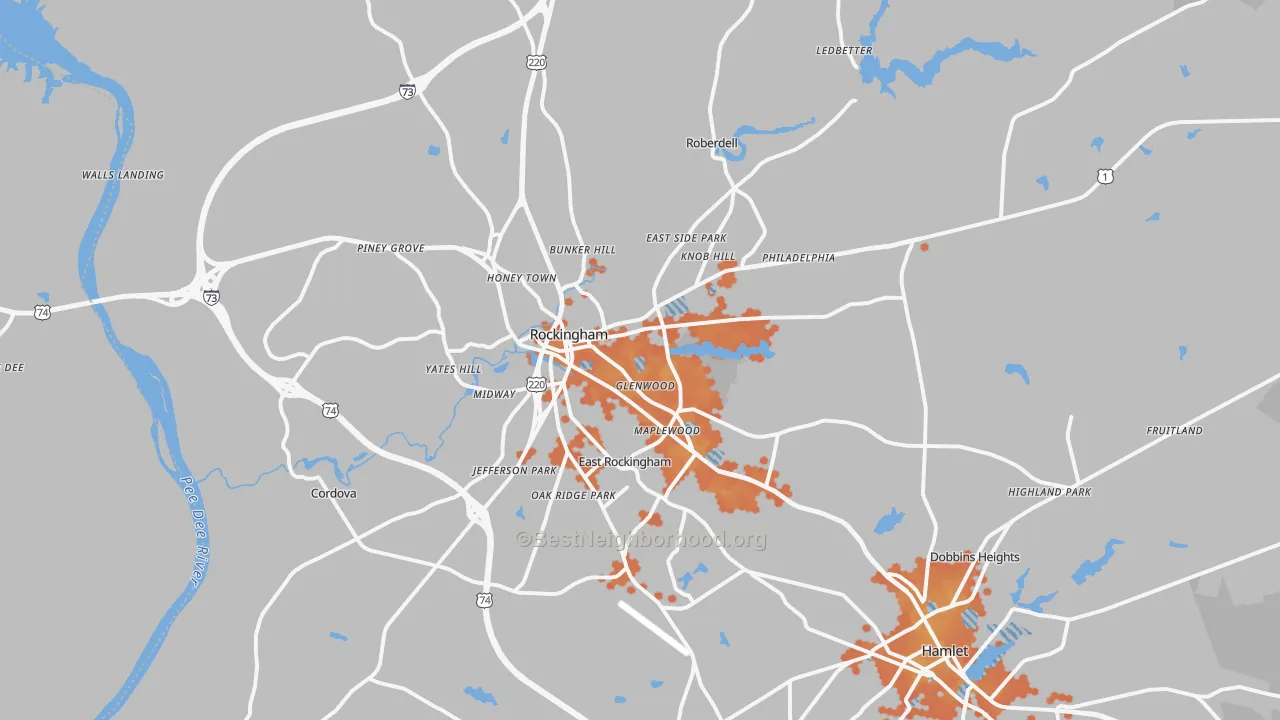 Bike Grade map of 28379, NC