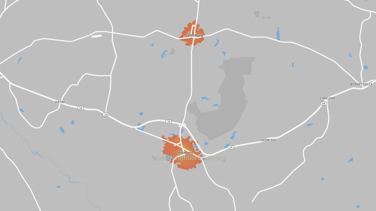 Bike Grade map of 28382, NC