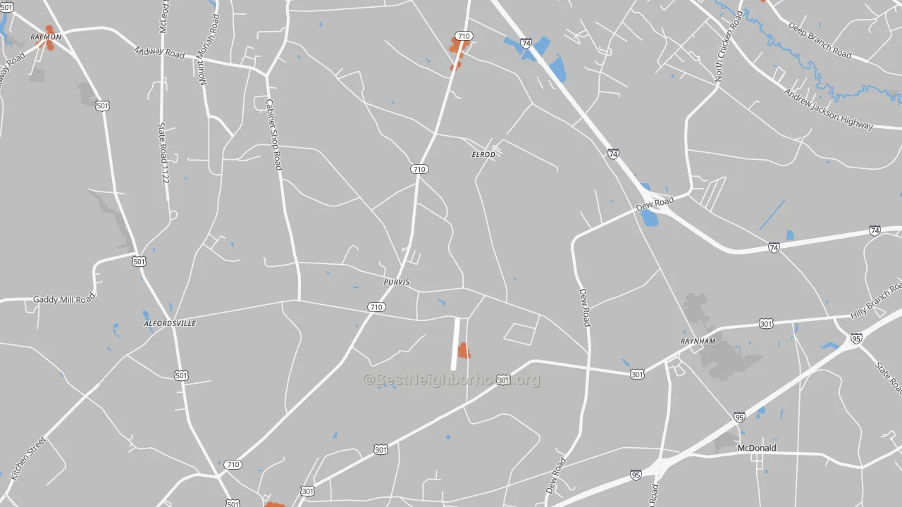Bike Grade map of 28383, NC