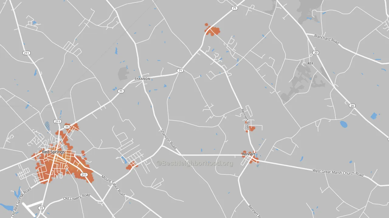 Bike Grade map of 28386, NC