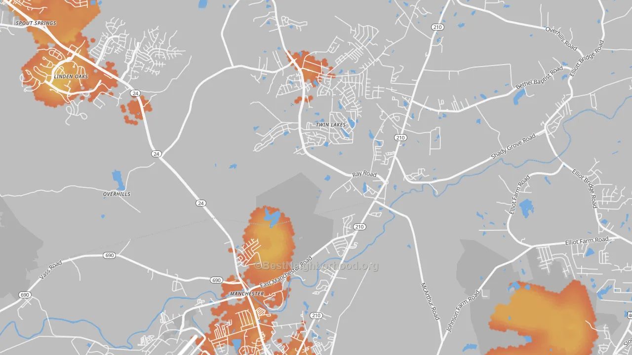 Bike Grade map of 28390, NC