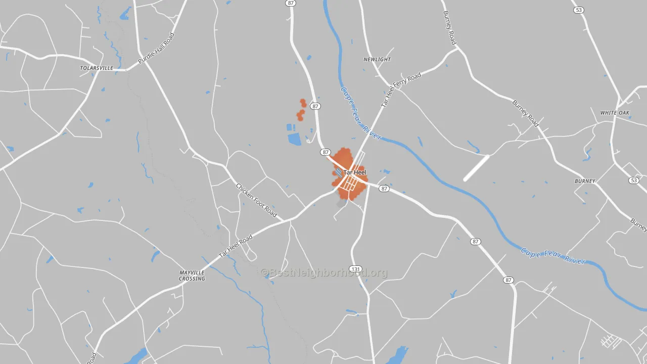 Bike Grade map of 28392, NC