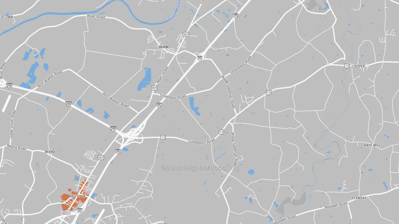 Bike Grade map of 28395, NC