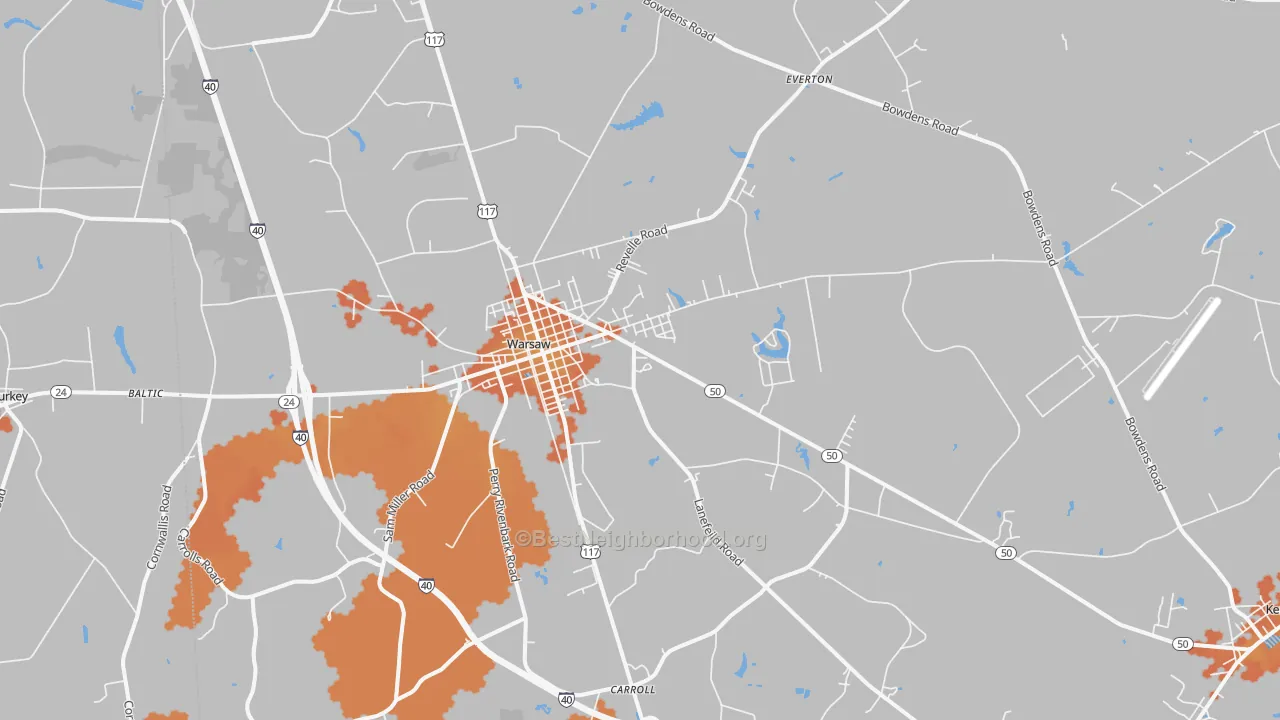 Bike Grade map of 28398, NC