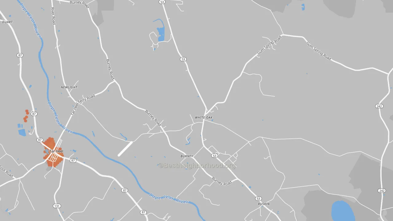 Bike Grade map of 28399, NC