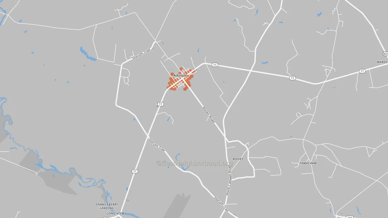 Bike Grade map of 28421, NC