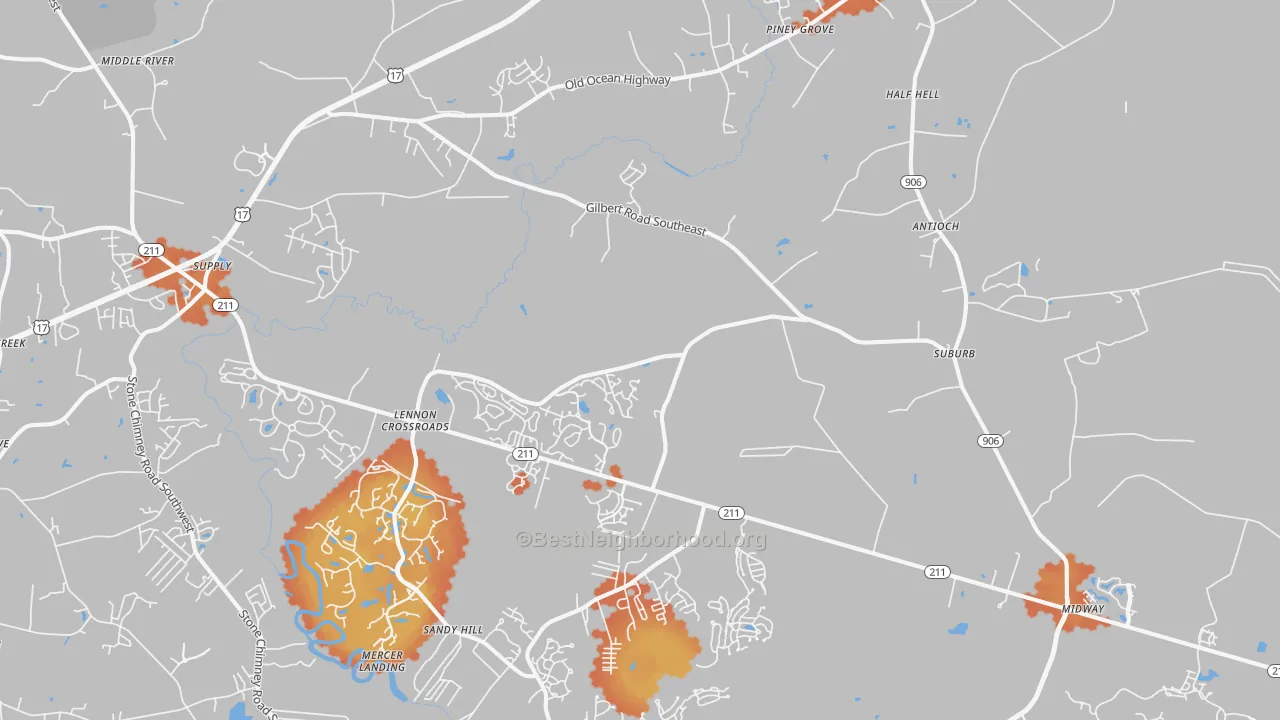 Bike Grade map of 28422, NC