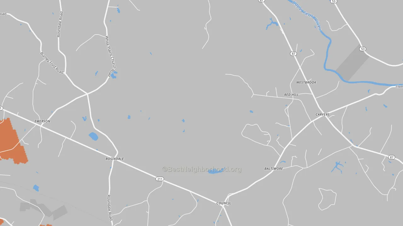 Bike Grade map of 28434, NC