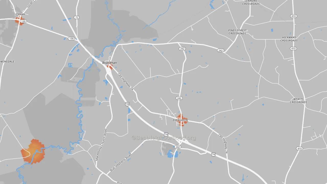 Bike Grade map of 28438, NC