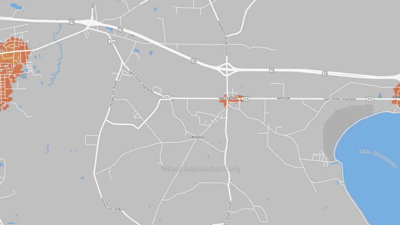 Bike Grade map of 28442, NC