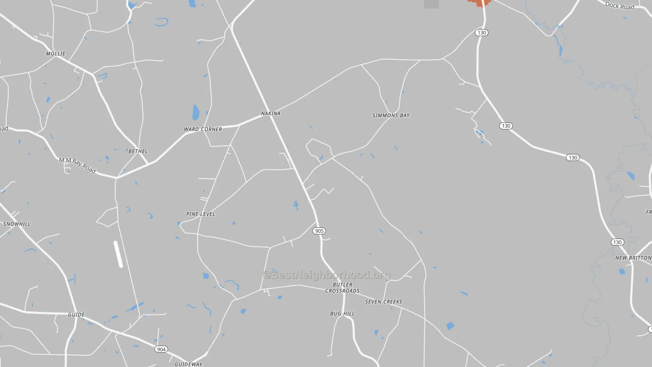 Bike Grade map of 28455, NC