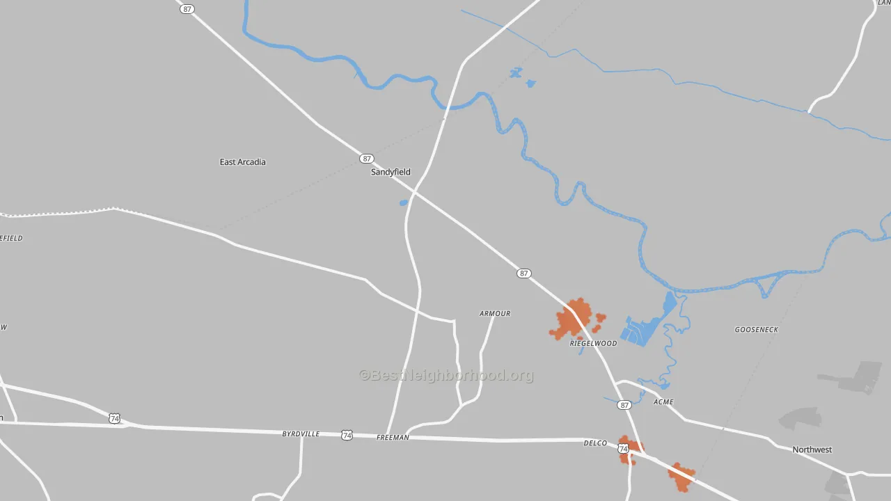 Bike Grade map of 28456, NC