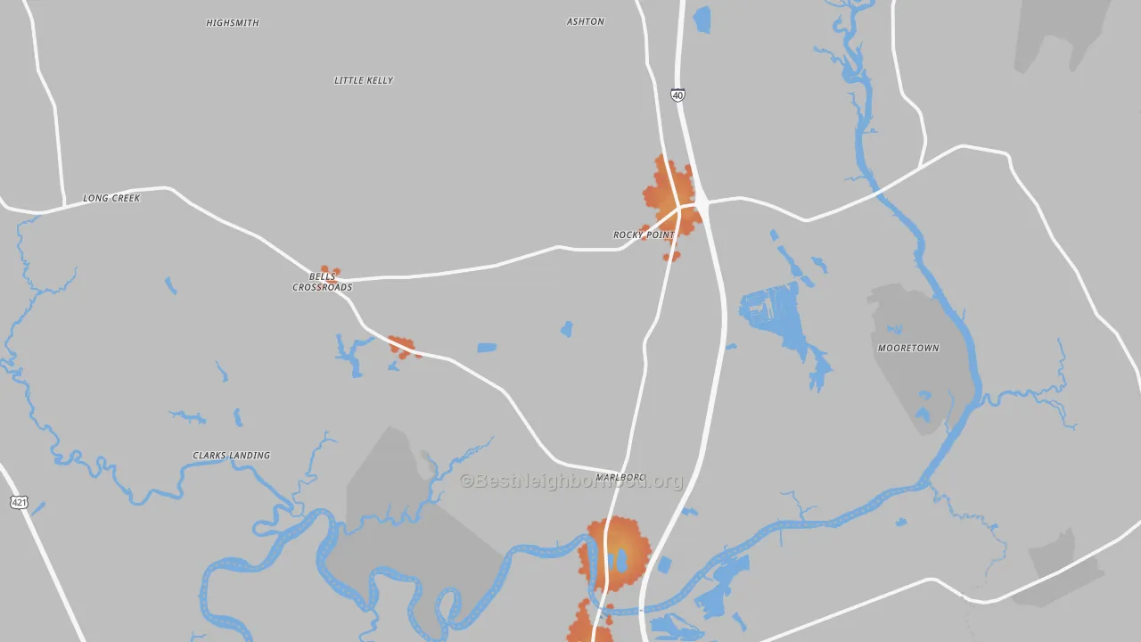 Bike Grade map of 28457, NC