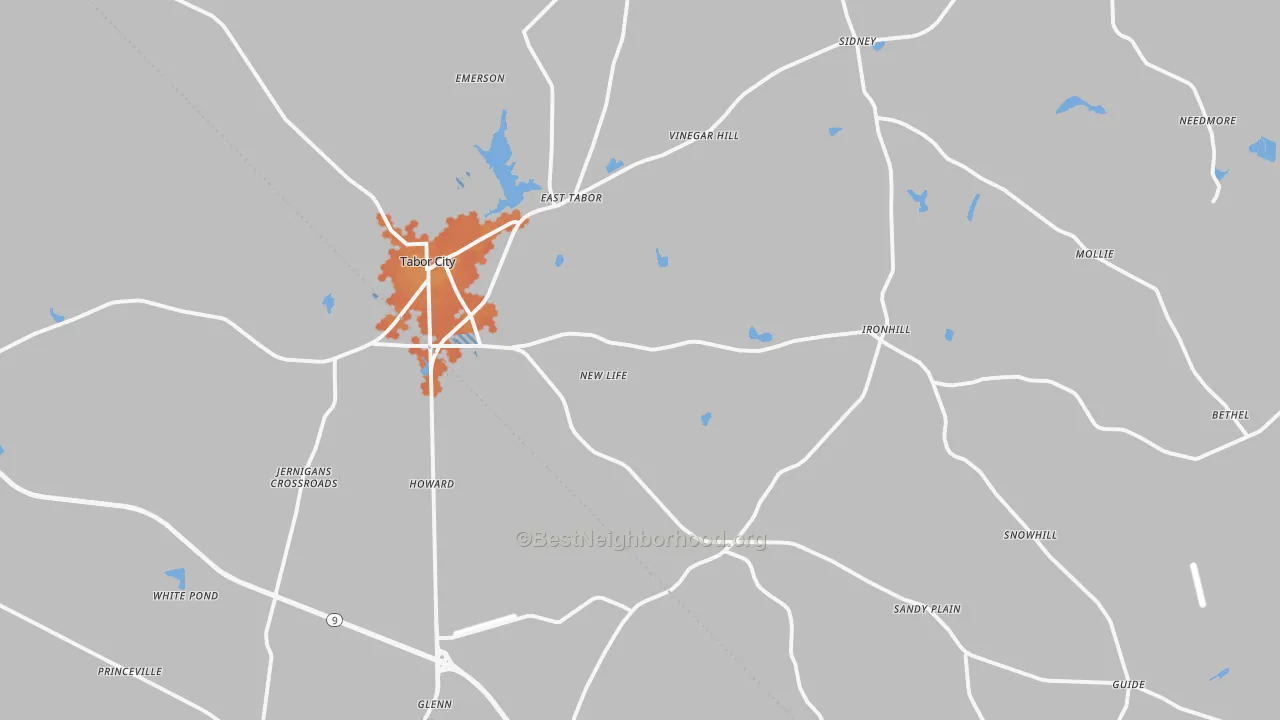 Bike Grade map of 28463, NC