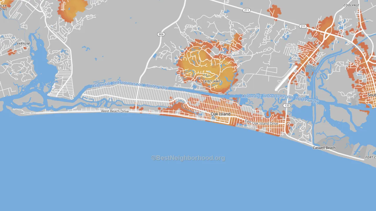 Bike Grade map of 28465, NC
