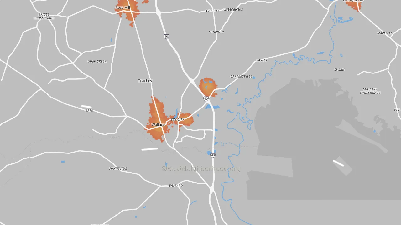 Bike Grade map of 28466, NC