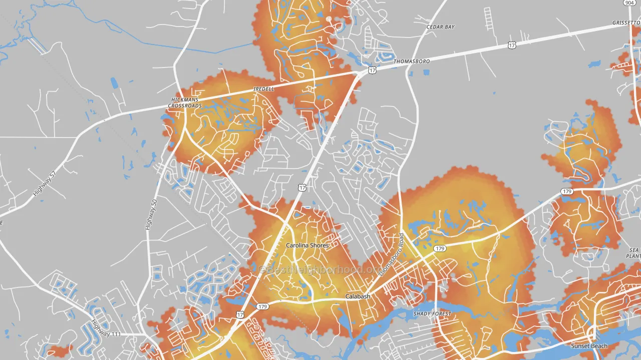 Bike Grade map of 28467, NC