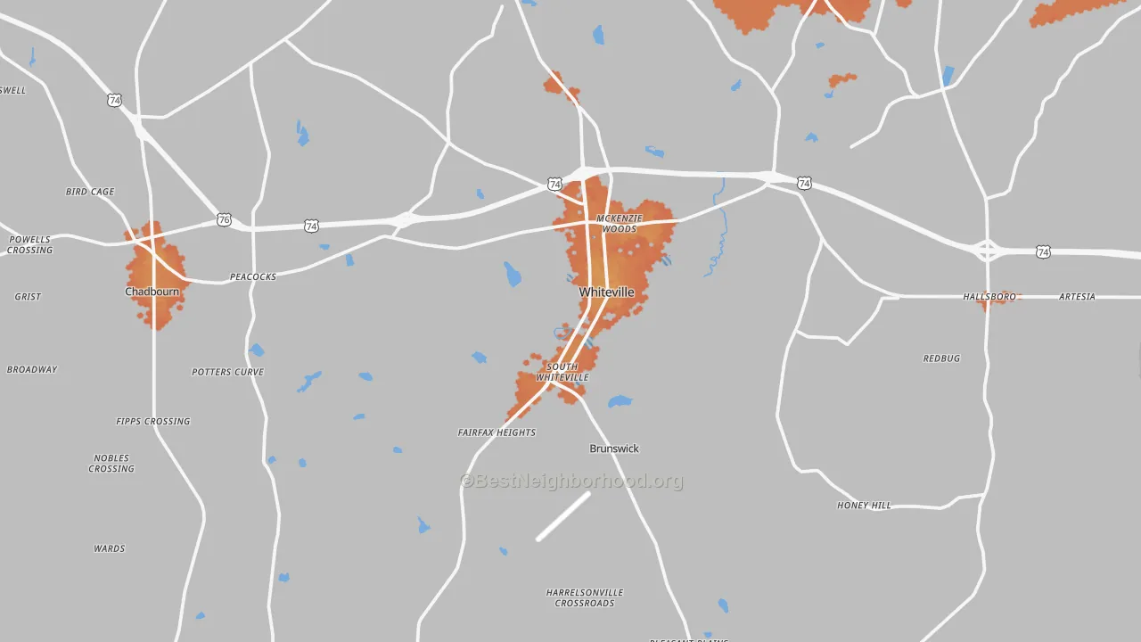 Bike Grade map of 28472, NC