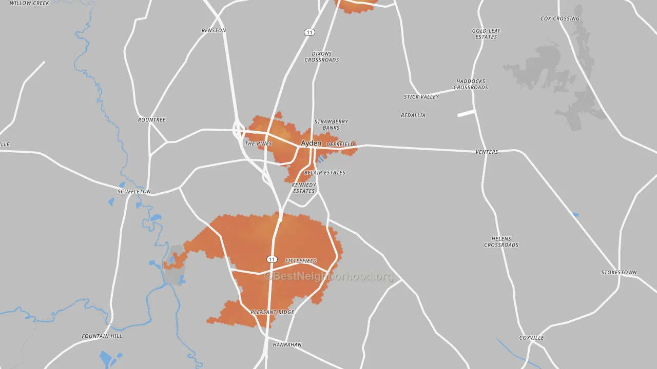 Bike Grade map of 28513, NC