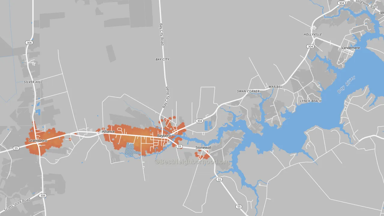 Bike Grade map of 28515, NC