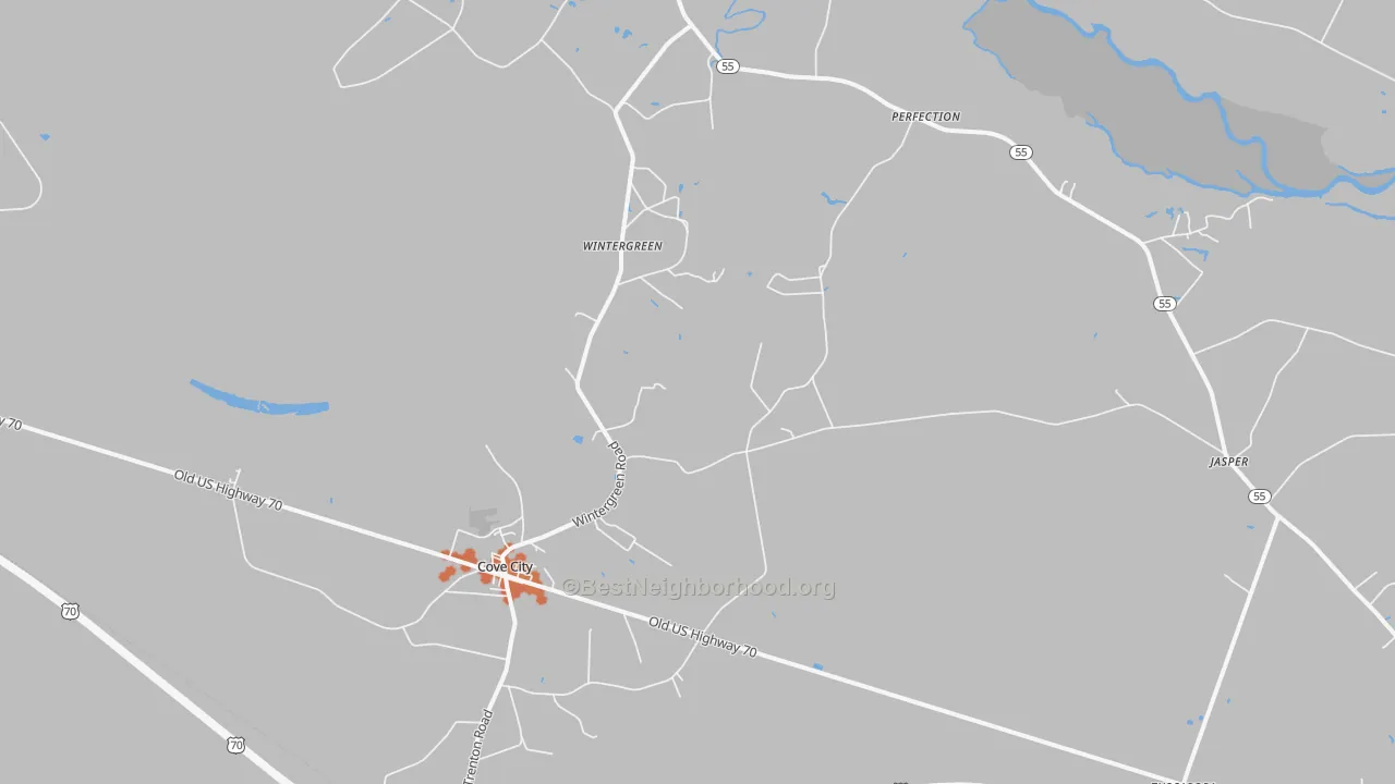Bike Grade map of 28523, NC