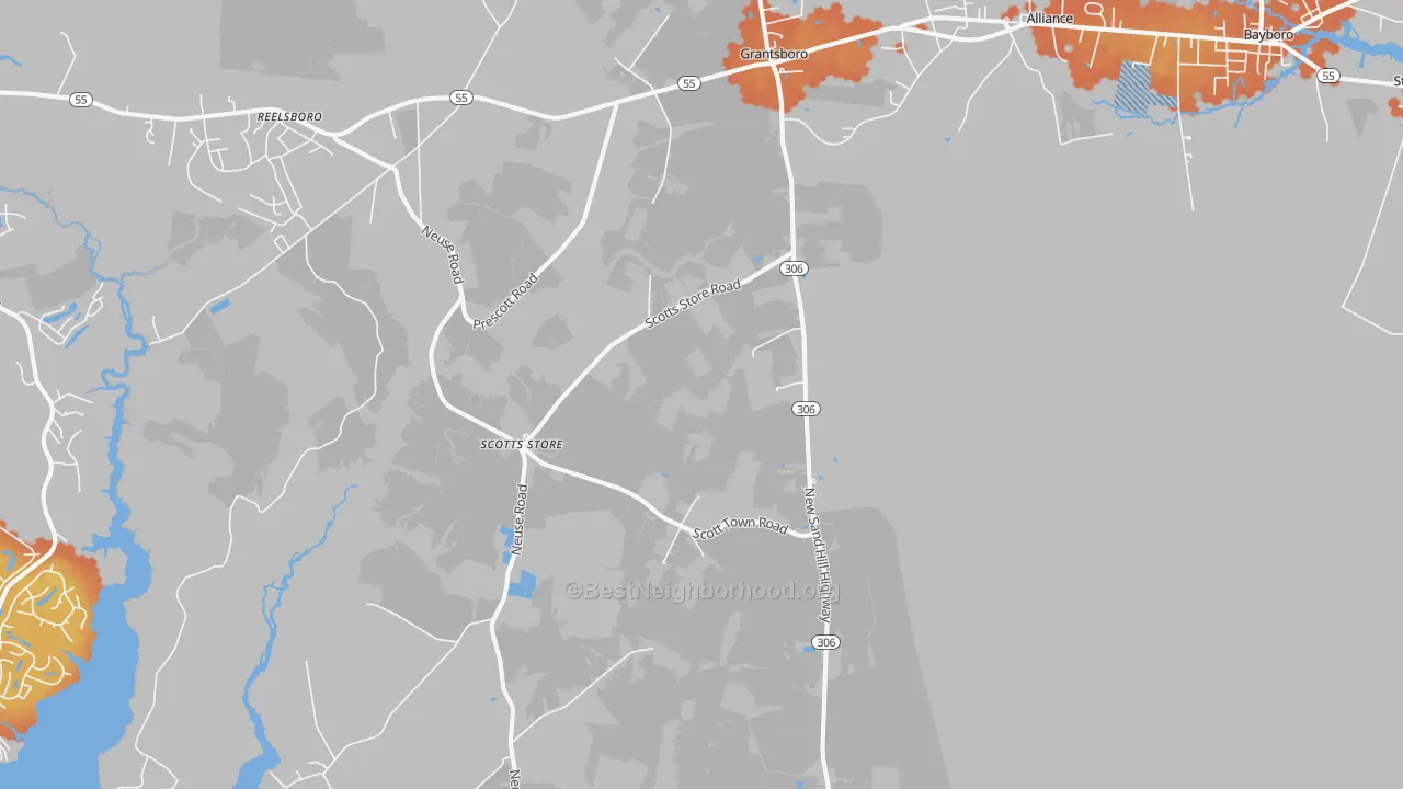 Bike Grade map of 28529, NC