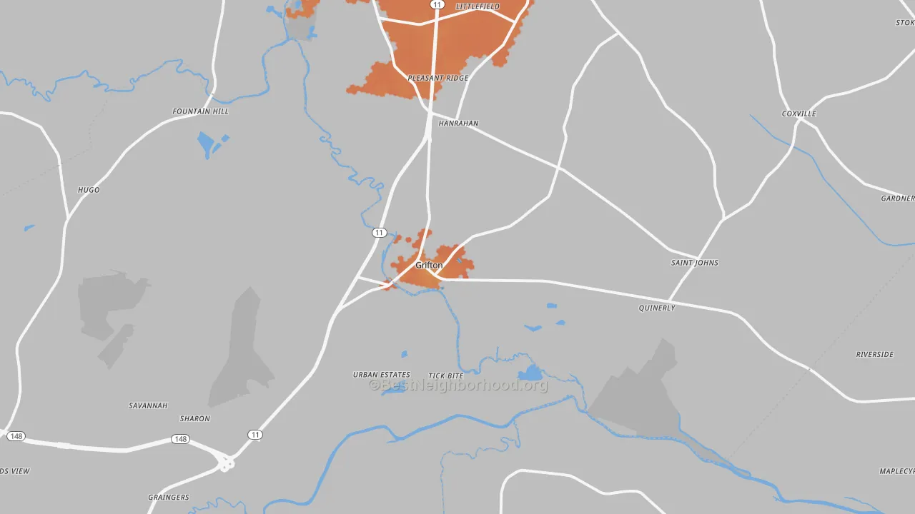 Bike Grade map of 28530, NC