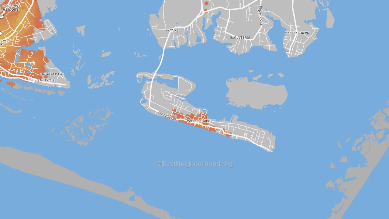 Bike Grade map of 28531, NC
