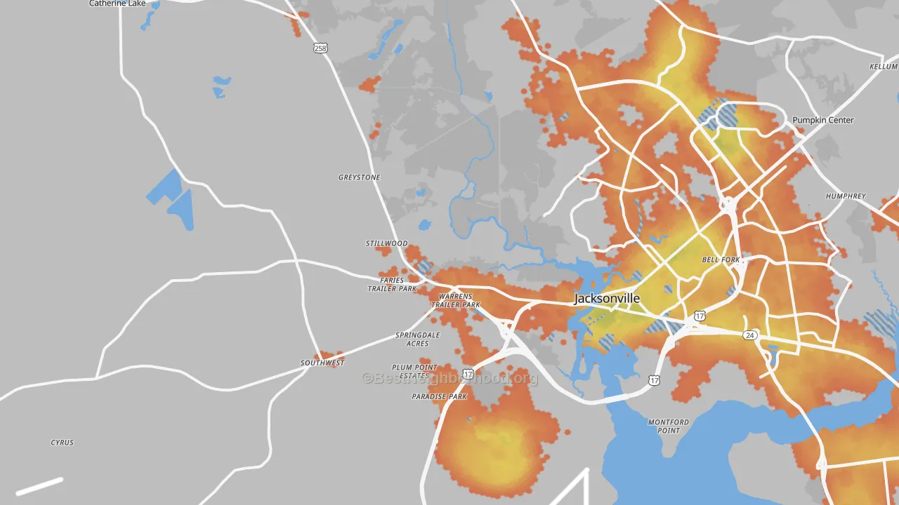 Bike Grade map of 28540, NC