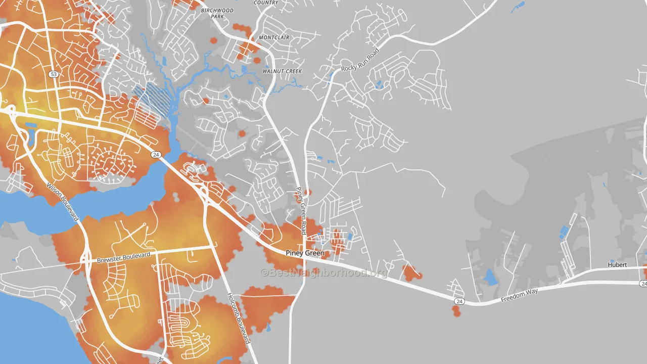 Bike Grade map of 28544, NC