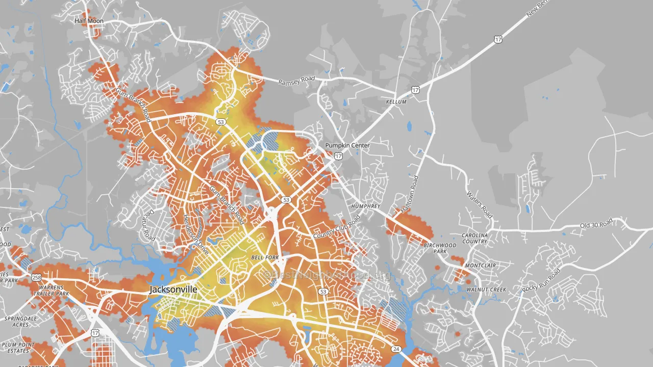 Bike Grade map of 28546, NC