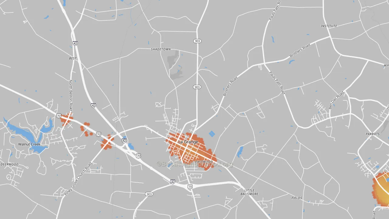 Bike Grade map of 28551, NC